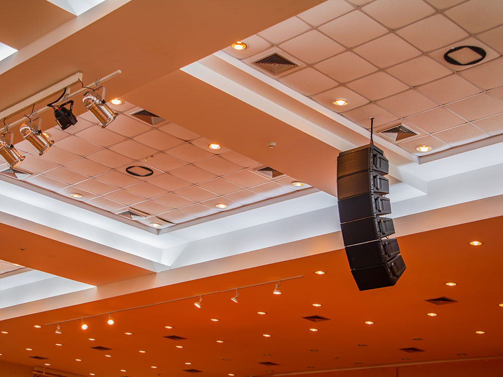 Loudspeaker,Sound,System,Hang,Ceiling,In,Meeting,Room